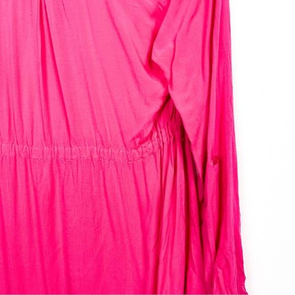 A Pea in the Pod Maternity Top, Hot Pink Long Sleeve Button-Up - Picture 6 of 10